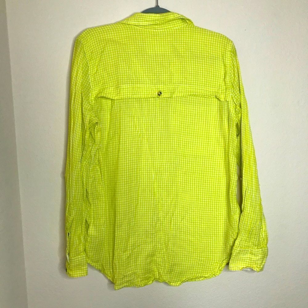 Hurley Lime Green Gingham Button Down Blouse - image 6